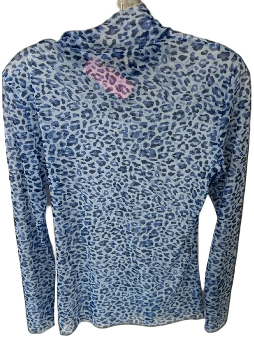 Baum und Pferdgarten Size M Blue Polyester Mock Neck Animal Print Semi Sheer Top Blue / M