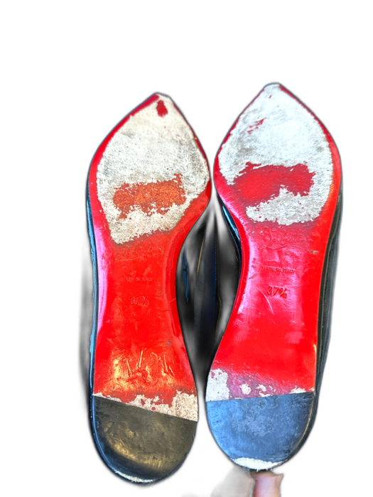 Christian Louboutin Shoe Size 37.5 Black & Nude Patent Leather Pointed Toe Flats Black & Nude / 37.5