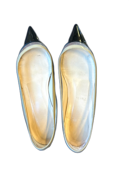 Christian Louboutin Shoe Size 37.5 Black & Nude Patent Leather Pointed Toe Flats Black & Nude / 37.5