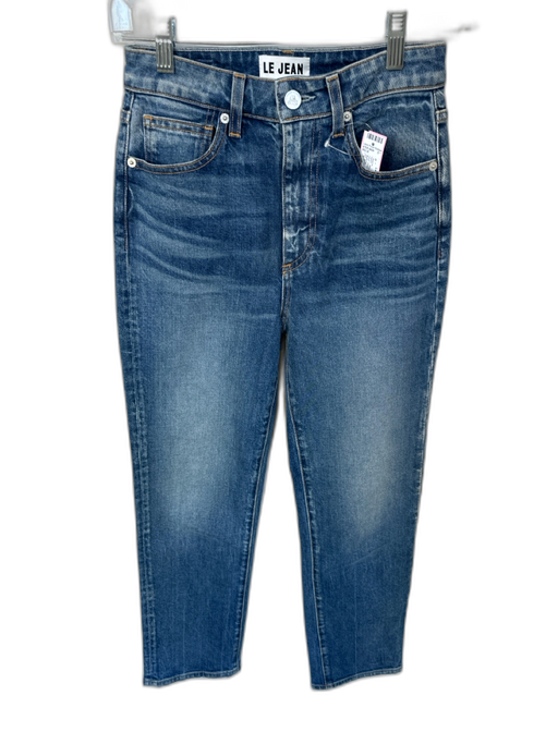 Le Jean Size 25 Med Dark Wash Cotton Blend High Waist Straight Jeans Med Dark Wash / 25