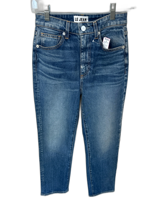 Le Jean Size 25 Med Dark Wash Cotton Blend High Waist Straight Jeans Med Dark Wash / 25