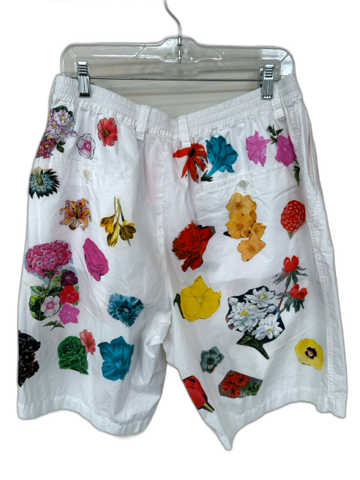 Marni Size 56 White & Multi Cotton Flowers Elastic Waist Men's Shorts White & Multi / 56