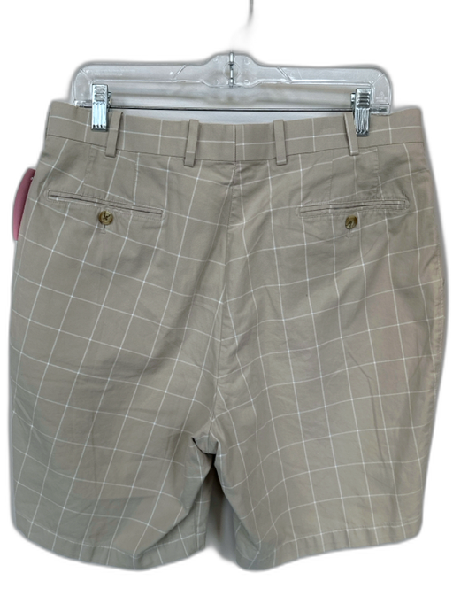 Peter Millar Size 34 Khaki Cotton Grid Men's Shorts Khaki / 34