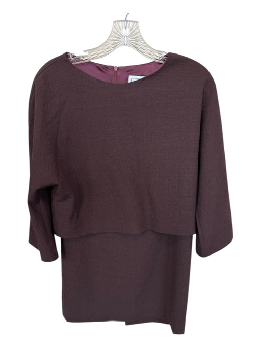 Danielle D. Rollins Size XS Maroon Wool Long Sleeve Pencil Back Zip Skirt Set Maroon / XS
