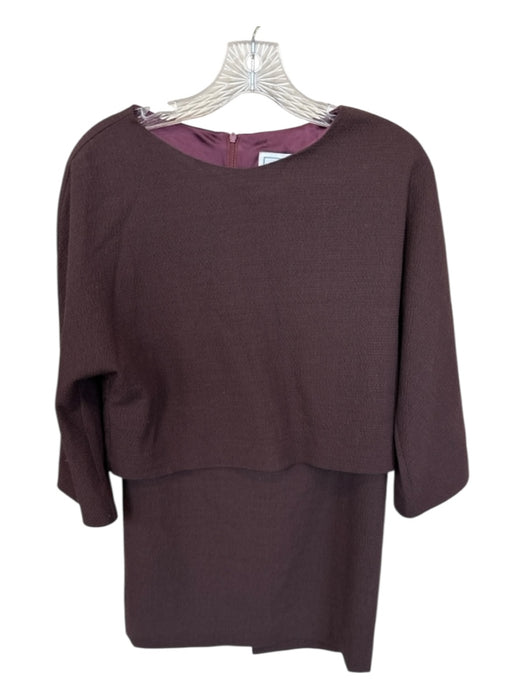 Danielle D. Rollins Size XS Maroon Wool Long Sleeve Pencil Back Zip Skirt Set Maroon / XS