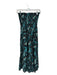 Ulla Johnson Size M Black & Teal Cotton Strapless Botanical Smocked Top Dress Black & Teal / M