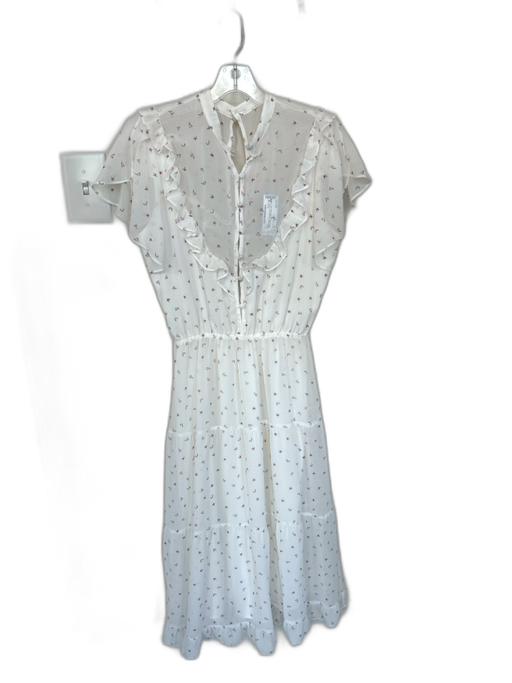 For Love & Lemons Size M White & Red Polyester Short Sleeve Hearts & Stars Dress White & Red / M