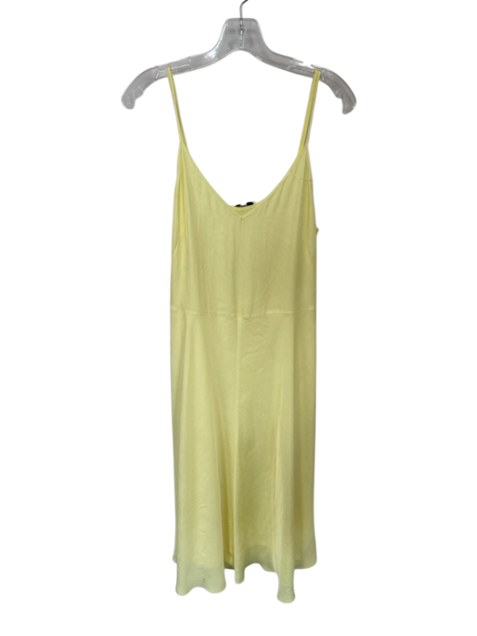 Vince Size S Yellow Polyester Spaghetti Strap V Neck Midi Slip Dress Yellow / S