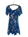 Borgo De Nor Size 8 Navy & Multi Polyester Short Sleeve Botanical Side Zip Dress Navy & Multi / 8