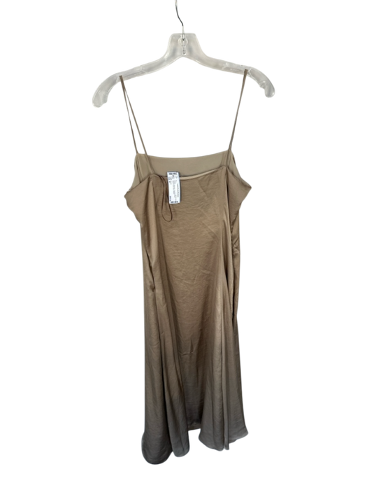 Theory Size 8 Bronze Polyester Spaghetti Strap Square Neck Maxi Dress Bronze / 8