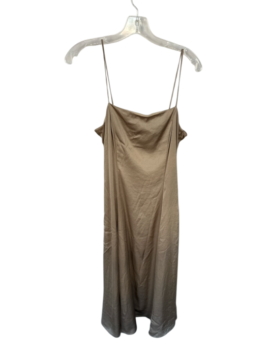Theory Size 8 Bronze Polyester Spaghetti Strap Square Neck Maxi Dress Bronze / 8