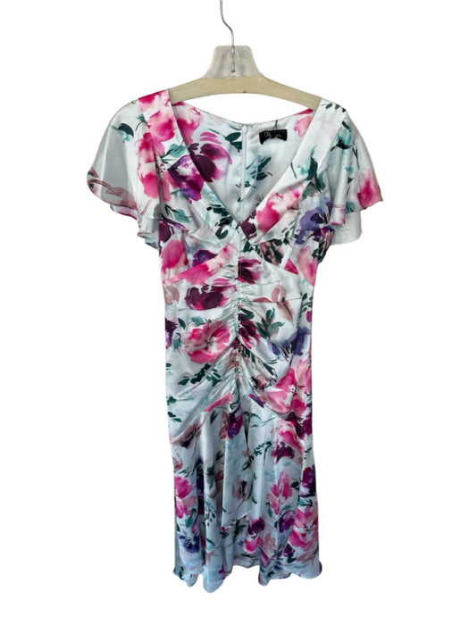 Parker Size 2 Blue & Pink Polyester Flutter Sleeves Botanical Gown Blue & Pink / 2