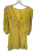 Nicholas Size 0 Yellow & Pink Viscose Long Balloon Sleeve Flowers Dress Yellow & Pink / 0