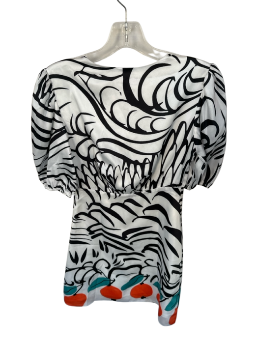 Staud Size 2 Black & Orange Polyester 3/4 Balloon Sleeve Animal Print Mini Dress Black & Orange / 2