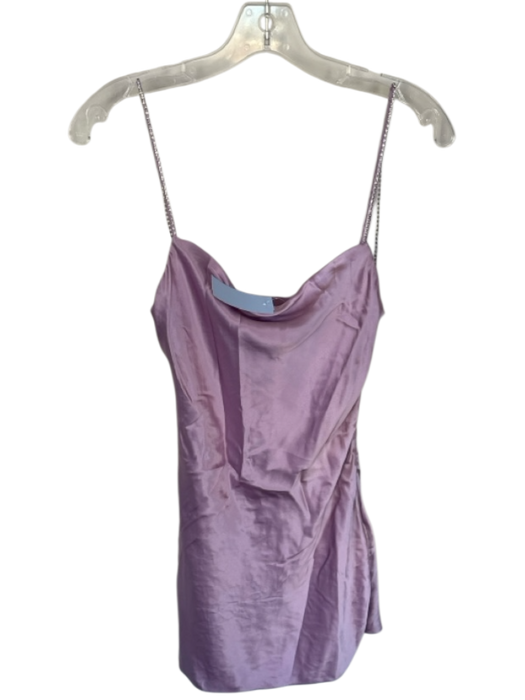 Cinq a Sept Size 2 Purple Silk Rhinestone Strap Cowl Neck Mini Dress Purple / 2