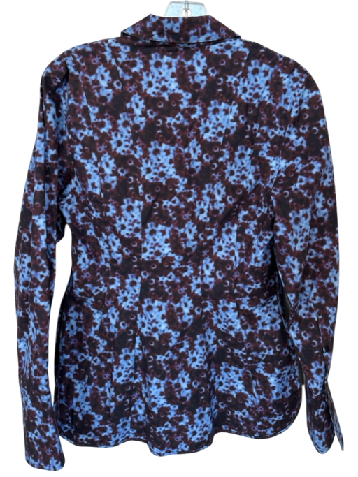 Proenza Schouler Size 6 Purple & Blue Cotton Long Sleeve Abstact Heel Top Purple & Blue / 6