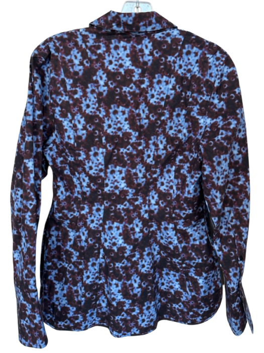 Proenza Schouler Size 6 Purple & Blue Cotton Long Sleeve Abstact Heel Top Purple & Blue / 6