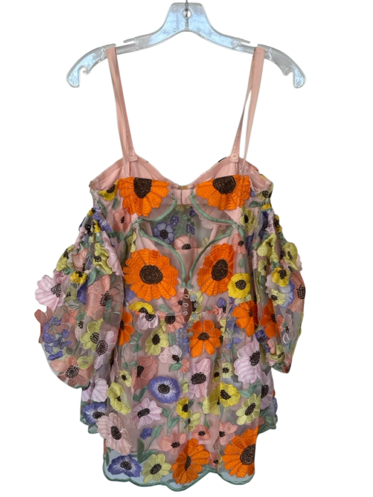 For Love & Lemons Size M Orange & Pink Polyester Blend Off Shoulder Dress Orange & Pink / M