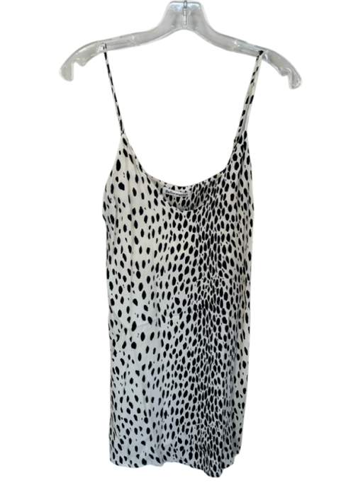 Reformation Size M White & Black Viscose Blend Spaghetti Strap dots Mini Dress White & Black / M