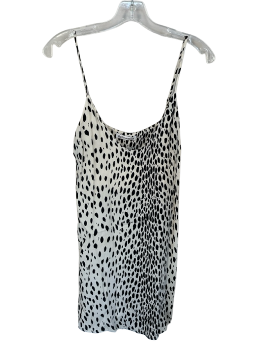 Reformation Size M White & Black Viscose Blend Spaghetti Strap dots Mini Dress White & Black / M