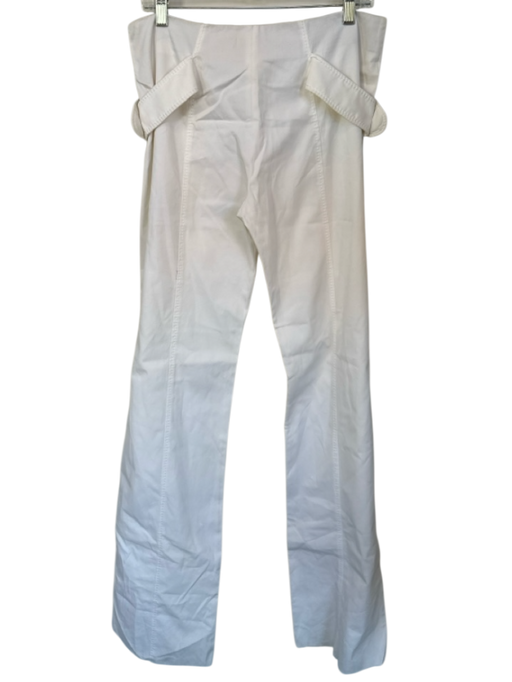 Valentino Size 12 Cream Polyester Side Zip Mother of Pearl Buttons Pants Cream / 12