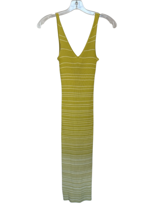 Staud Size XS Chartreuse & White Viscose Blend Sleeveless Striped Ribbed Dress Chartreuse & White / XS