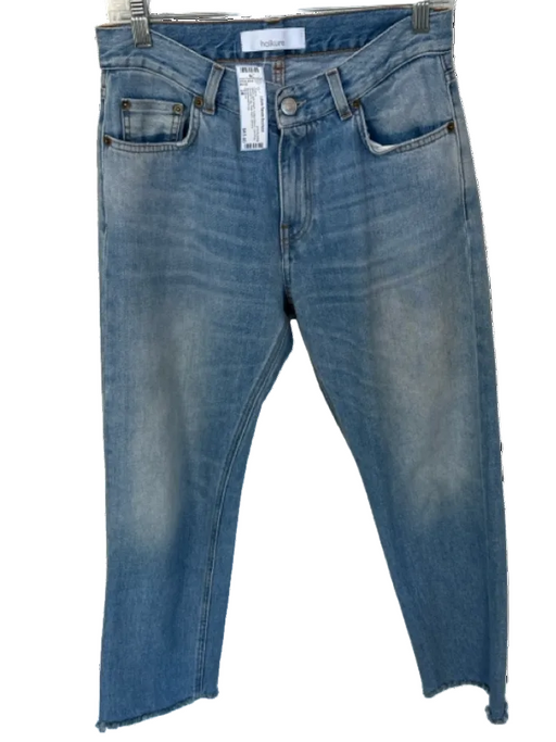 Haikure Size 28 Med Light Wash Cotton Blend Low Rise Straight Leg Raw Hem Jeans Med Light Wash / 28