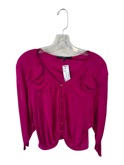 Gucci Size 42 Magenta Rayon Long Sleeve Hook & Eye Top Magenta / 42