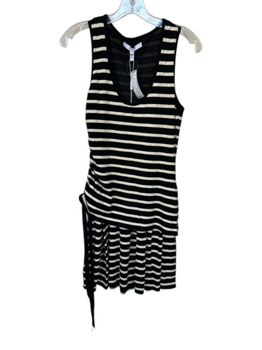 Derek Lam 10 Crosby Size XS Black & Cream Cotton Sleeveless Layered Dress Black & Cream / XS