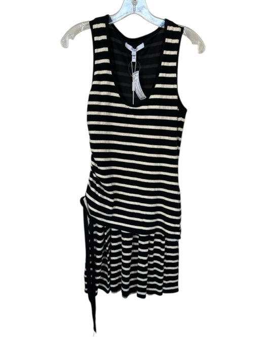 Derek Lam 10 Crosby Size XS Black & Cream Cotton Sleeveless Layered Dress Black & Cream / XS