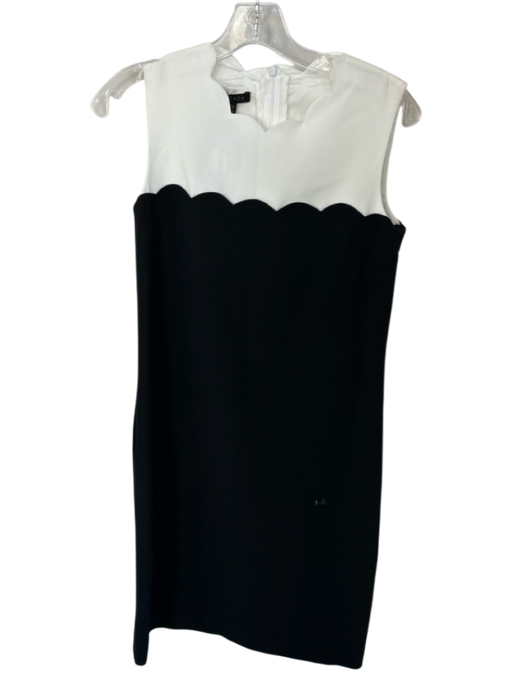 Escada Size 34 Black & White Polyester Sleeveless Color Block Dress Black & White / 34