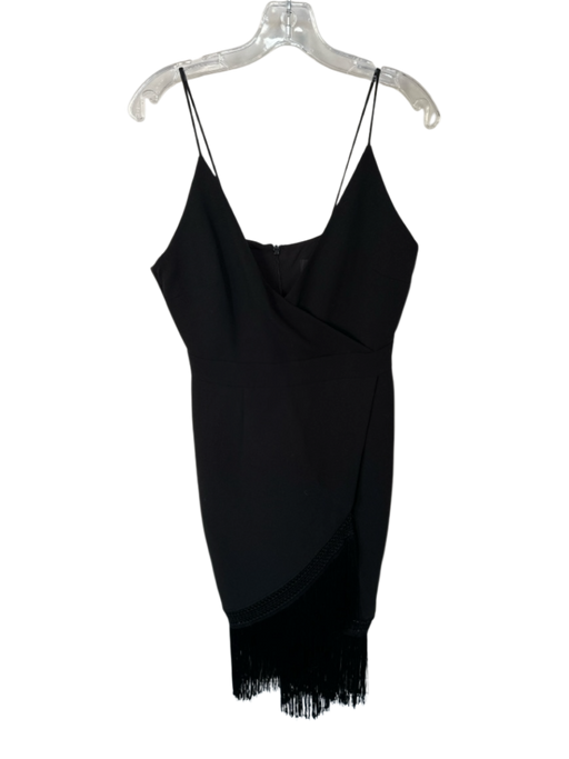 Nicholas Size 6 Black Polyester Spaghetti Strap Fringe Midi Dress Black / 6