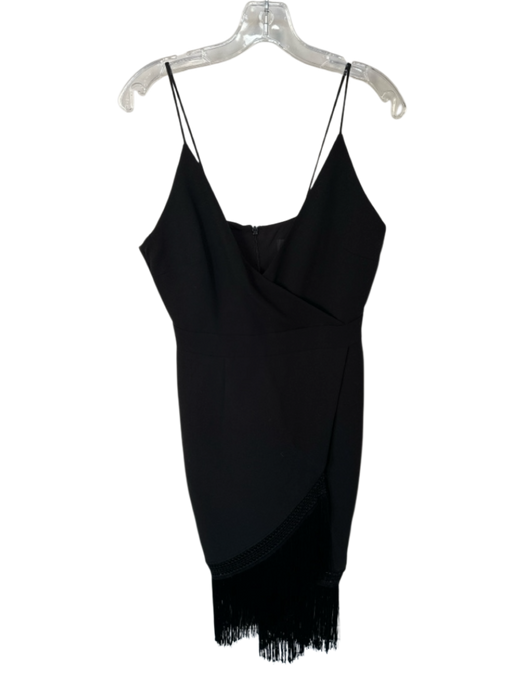 Nicholas Size 6 Black Polyester Spaghetti Strap Fringe Midi Dress Black / 6