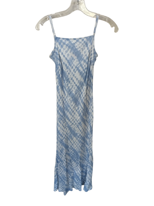 Staud Size 0 Blue & White Rayon Spaghetti Strap Tie Dye Maxi Dress Blue & White / 0