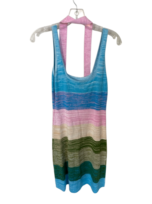 JoosTricot Size M Pastels Viscose & Cotton Sleeveless Color Block Belted Dress Pastels / M