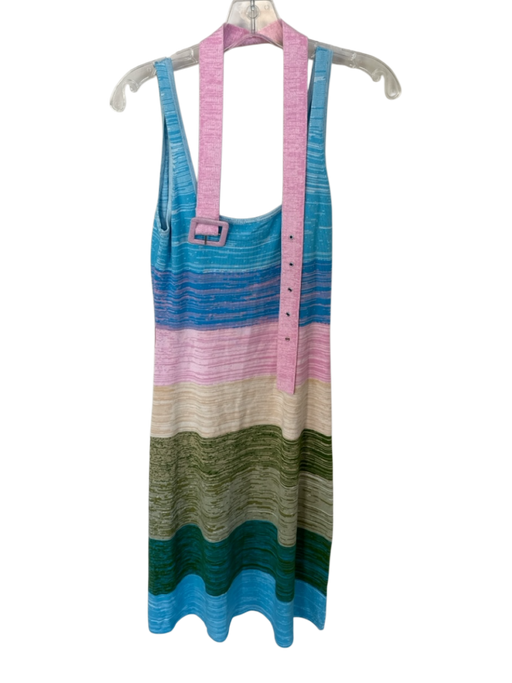 JoosTricot Size M Pastels Viscose & Cotton Sleeveless Color Block Belted Dress Pastels / M