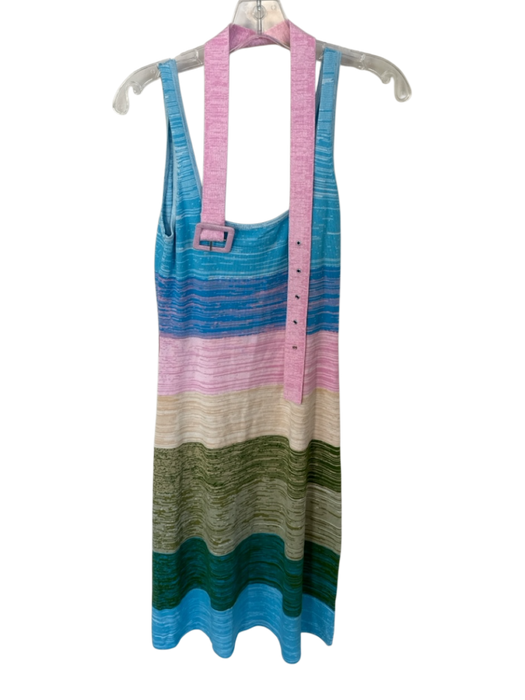 JoosTricot Size M Pastels Viscose & Cotton Sleeveless Color Block Belted Dress Pastels / M