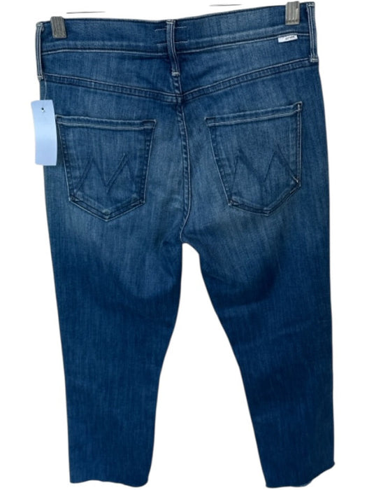 Mother Size 27 Med Dark Wash Cotton Blend Mid Rise Straight Leg Cropped Jeans Med Dark Wash / 27