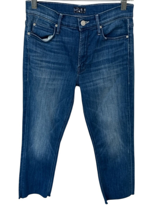 Mother Size 27 Med Dark Wash Cotton Blend Mid Rise Straight Leg Cropped Jeans Med Dark Wash / 27