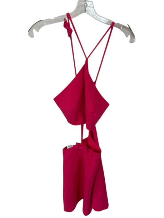 Alexis Size M Magenta Cotton Blend Halter Neck Cut Out Sides Bows Dress Magenta / M