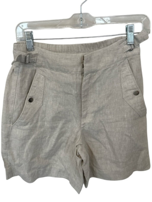Athleta Size 0 Oatmeal Linen High Waist Front Pockets Shorts Oatmeal / 0