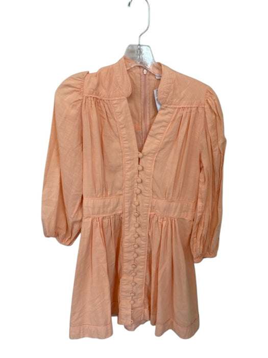 Anna Cate Size XS Orange Cotton Long Sleeve Buttons Back Zip Dress Orange / XS