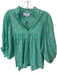 Never a Wallflower Size M Green & Orange Cotton Long Balloon Sleeve Textured Top Green & Orange / M
