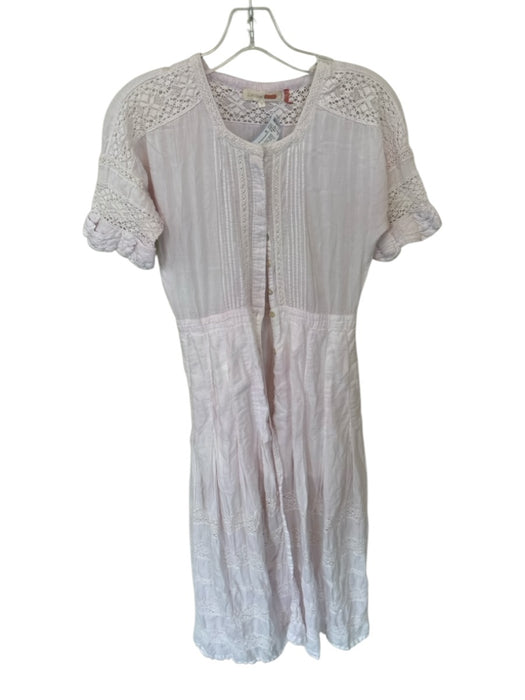Loveshackfancy Size S Blush Pink Cotton Short Sleeve Lace Button Down Maxi Dress Blush Pink / S