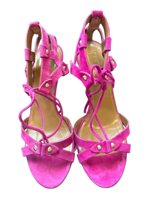 Aquazzura Shoe Size 35 Purple Suede Stiletto lace up Sandals Purple / 35
