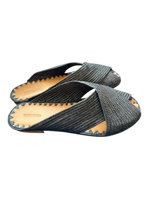 Carrie Forbes Shoe Size 42 Black Straw Cross Over Sandals Black / 42
