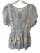 Loveshackfancy Size M Blue & Pink Cotton Short Sleeve Botanical Ruffles Dress Blue & Pink / M