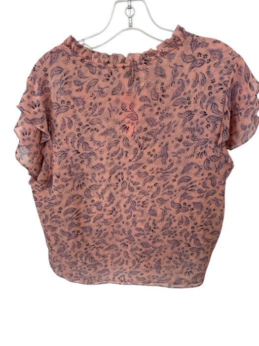 Misa Size S Peach & Purple Print Polyester Elastic Waist Paisley Skirt Set Peach & Purple Print / S