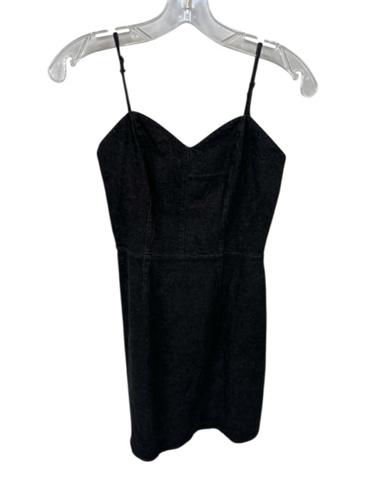 Bailey 44 Size 2 Black Cotton Blend Spaghetti Strap Smocked Back Back Zip Dress Black / 2