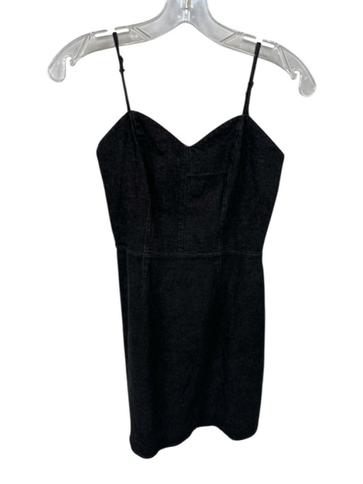 Bailey 44 Size 2 Black Cotton Blend Spaghetti Strap Smocked Back Back Zip Dress Black / 2